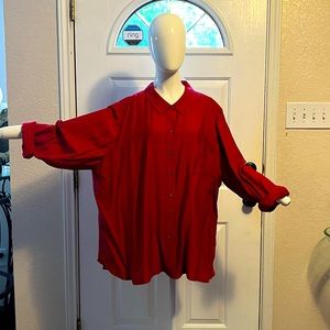 Oversized red button blouse-gorgeous fabric! Red is THE color for fall!
